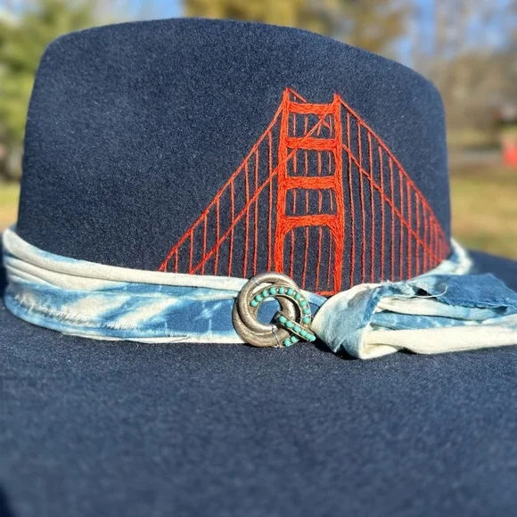Custom Embroidered One-of-a-kind Hampui Hat Wide Brim Wool 